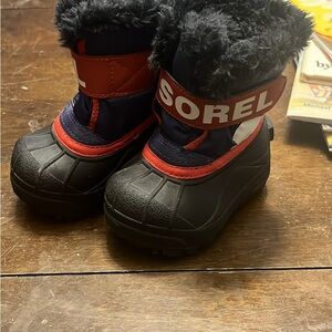 Sorel Black and Red Kids' Snow Boots